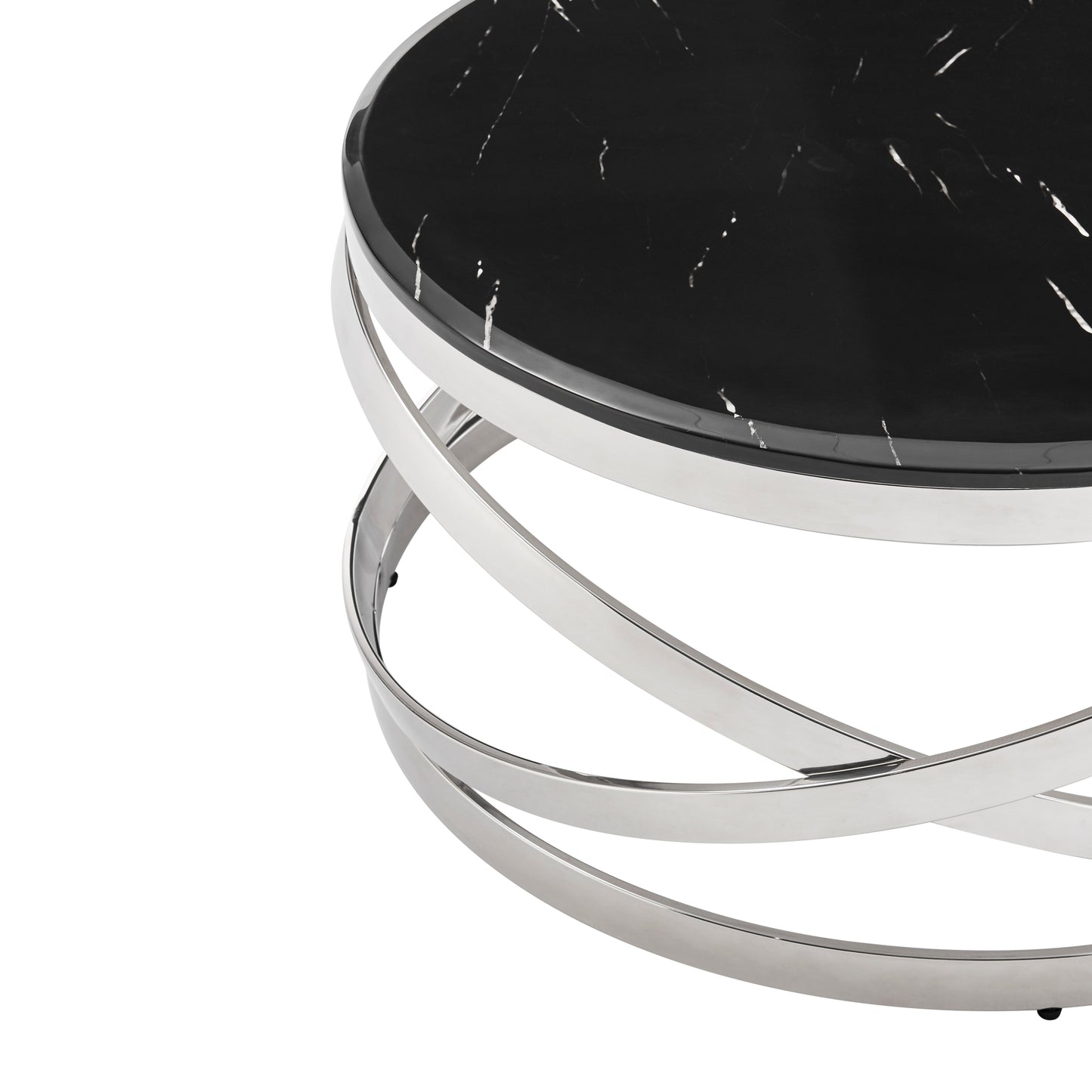 Aurora Chic Coffee Table // Chrome and Black Marble