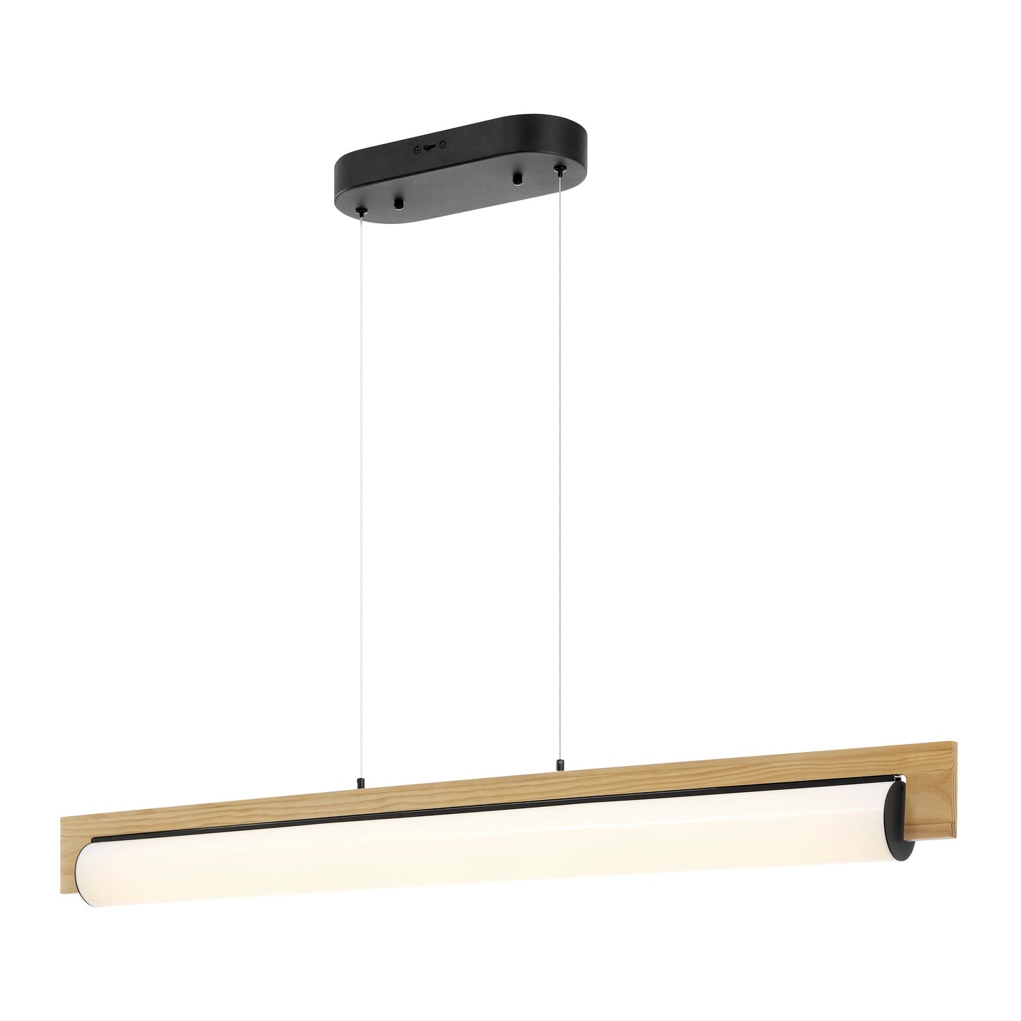 Chandelier Linear Satin Black & Wood