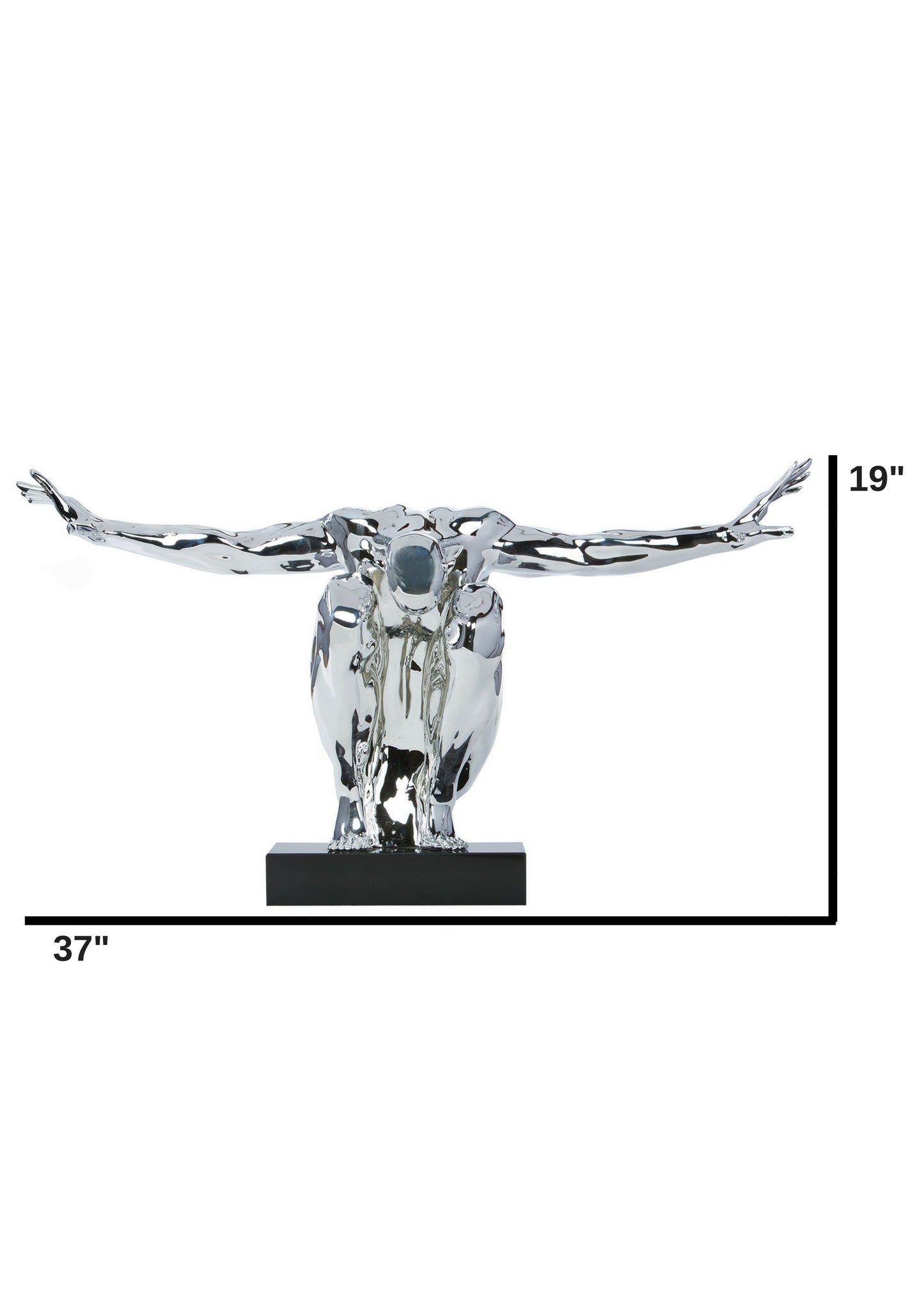 Large Saluting Man Resin Sculpture // Chrome