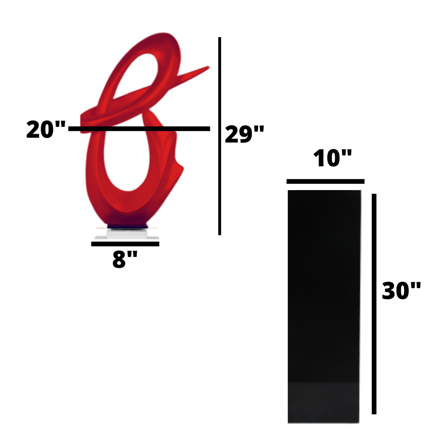 Fluid Abstract 59" Tall Floor Sculpture // Red with Black Stand