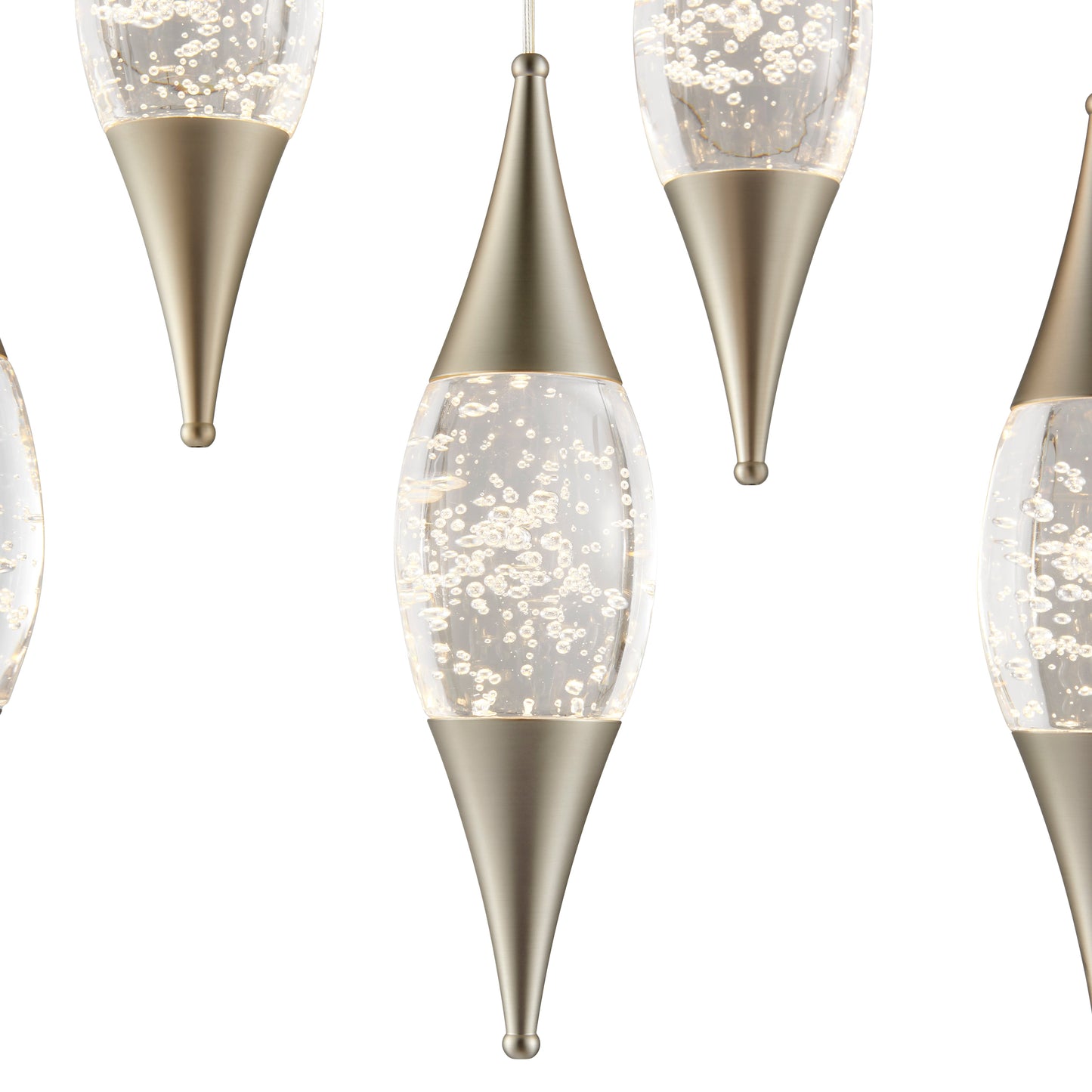 Shinny Teardrops Rectangular Chandelier // Matte Nickel