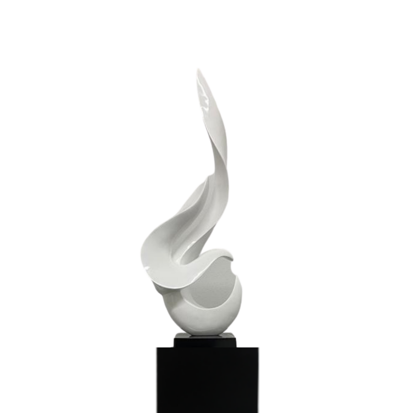 Flame 65" Tall Floor Sculpture // White With Gray Stand