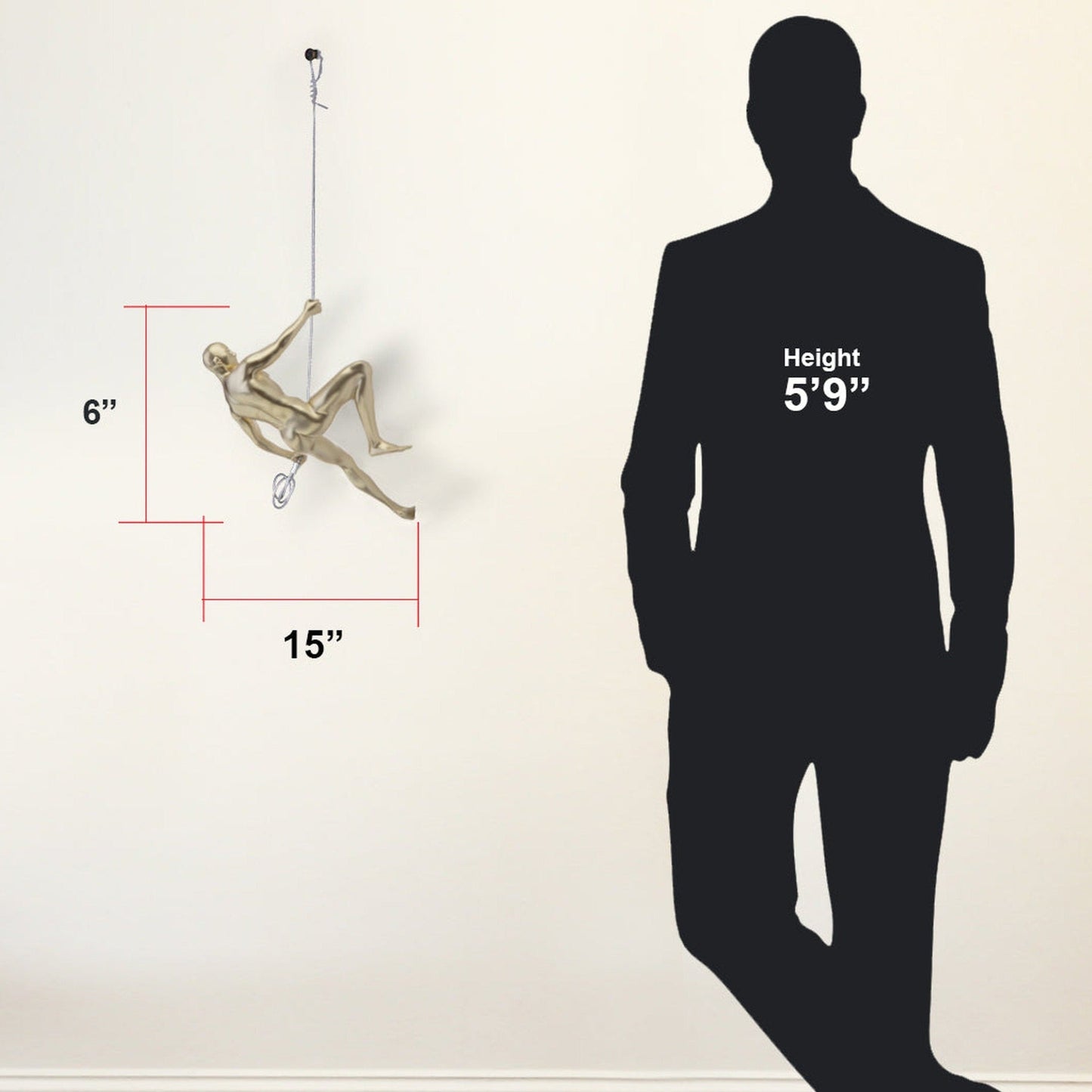 Gold, Metallic Red, & Chrome Wall Sculpture Climbing Set