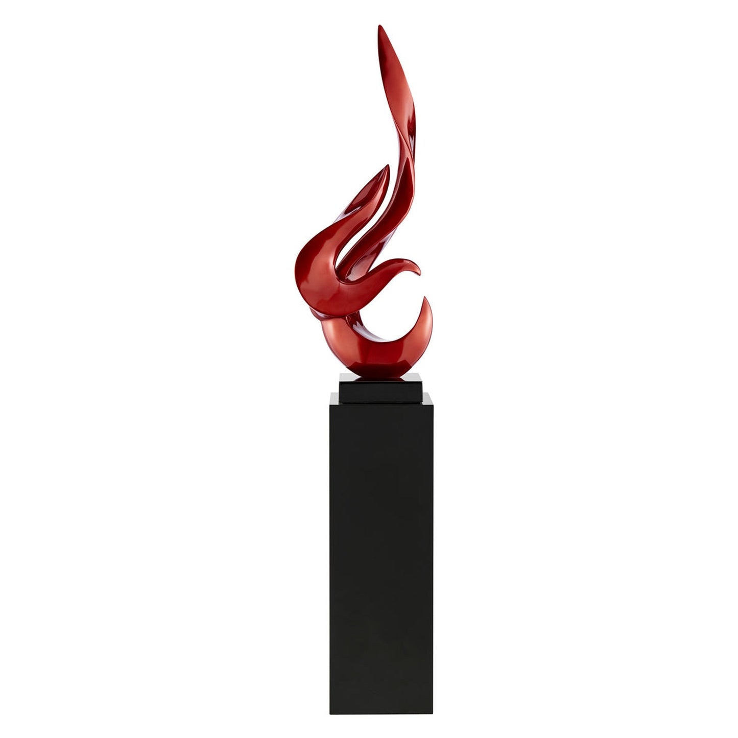 Flame Floor Sculpture 65" Tall // Metallic Red With Black Stand