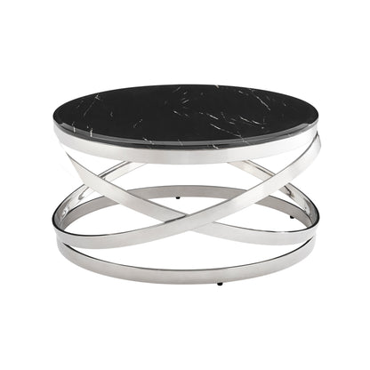 Aurora Chic Coffee Table // Chrome and Black Marble