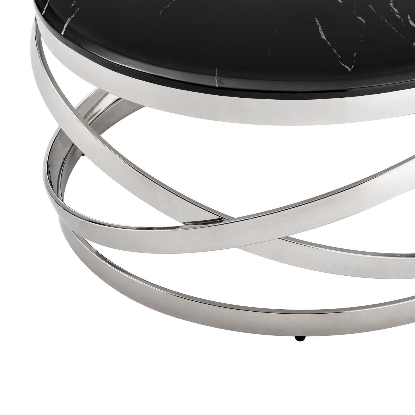 Aurora Chic Coffee Table // Chrome and Black Marble