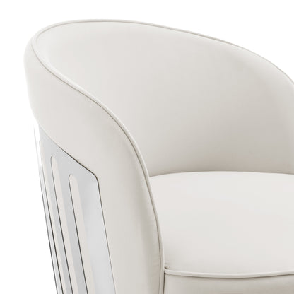 Luxe Elegance Swivel Accent Chair // White with Chrome Back Detail