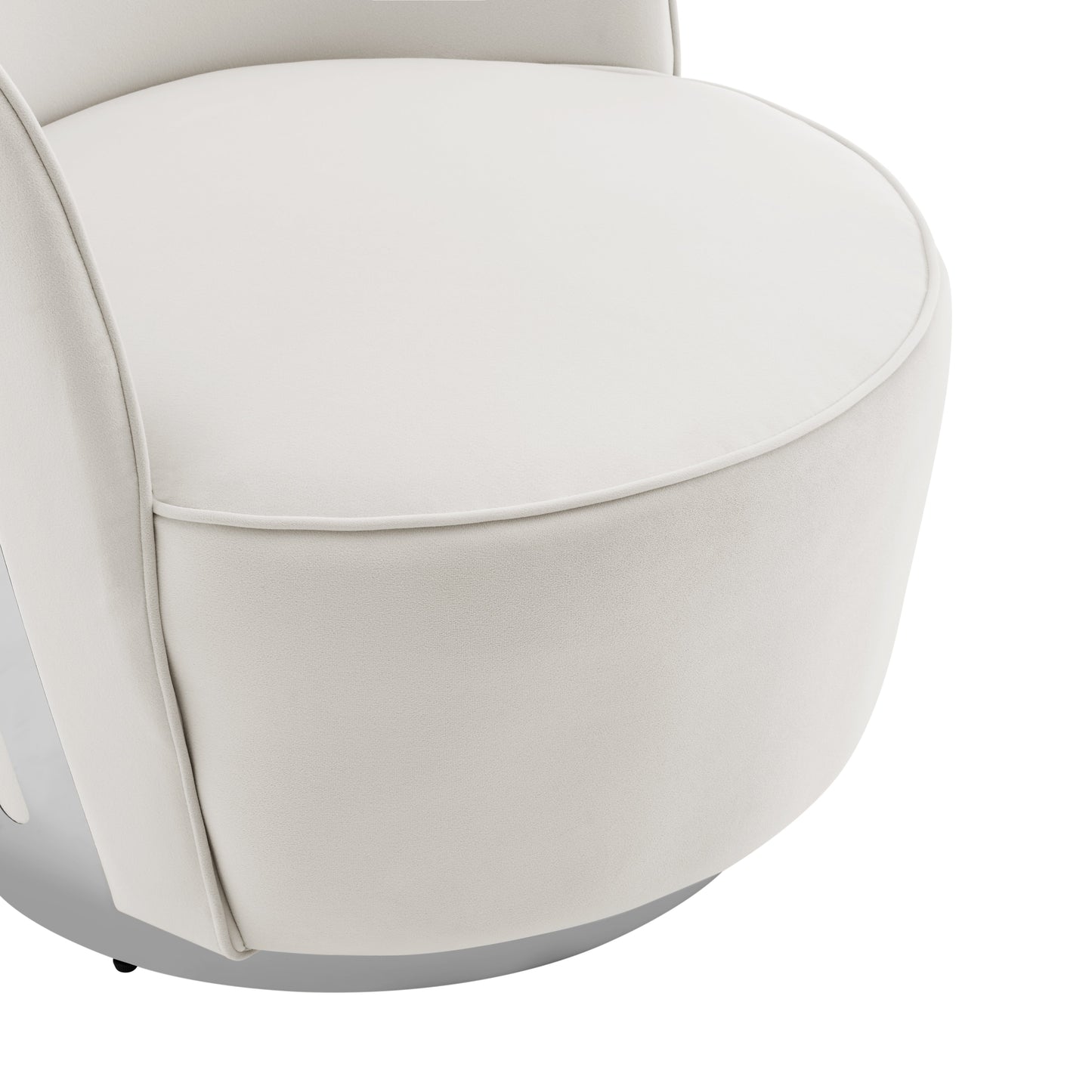 Luxe Elegance Swivel Accent Chair // White with Chrome Back Detail