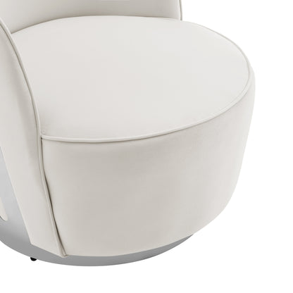 Luxe Elegance Swivel Accent Chair // White with Chrome Back Detail