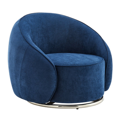 Sapphire Swing Luxury Swivel Accent Chair // Blue and Chrome