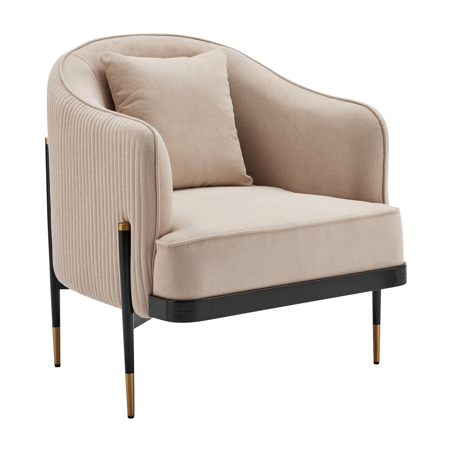 Versa Transitional Elegance Accent Chair // Beige, Black and Gold