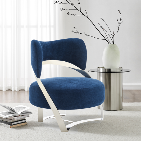 Aura Modern Accent Chair // Blue and Chrome