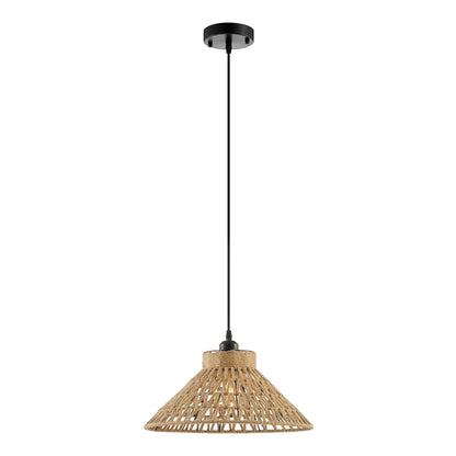 Iron and Ropes 1 Light 15" Diam Pendant // Black and Beige