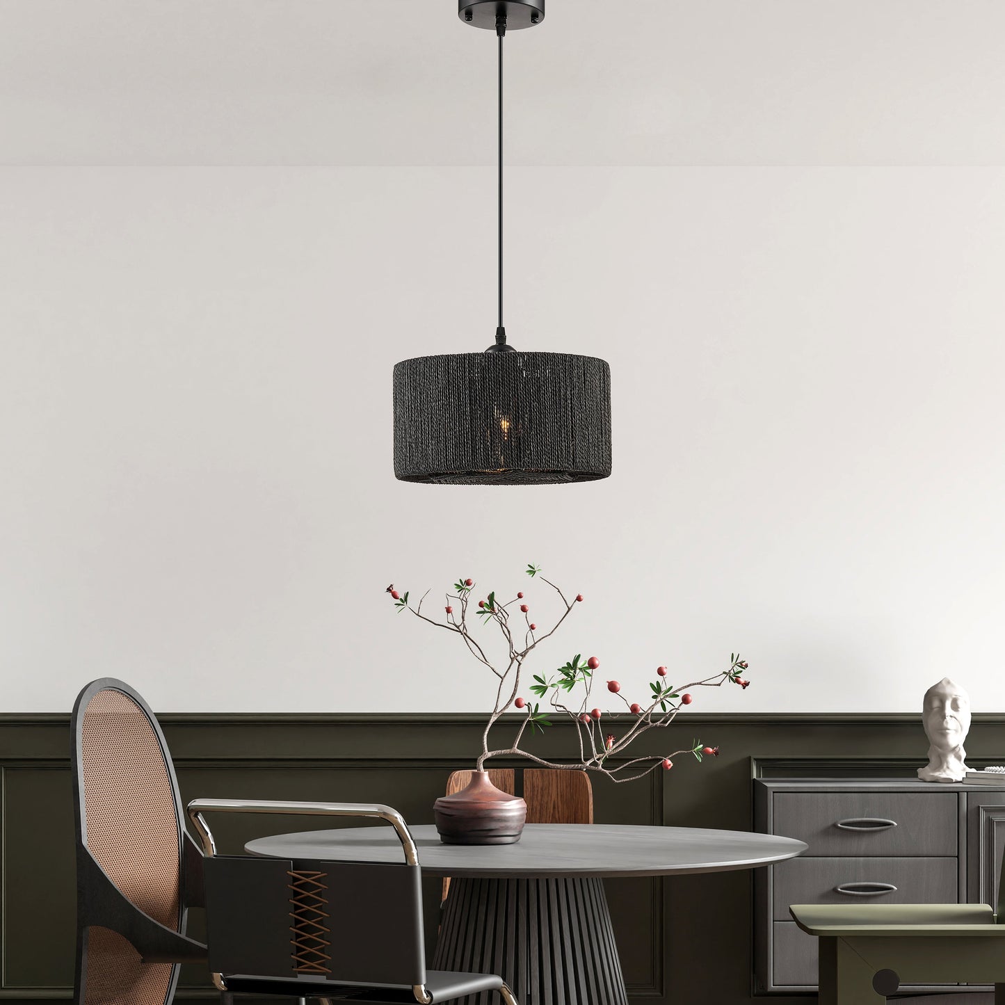 Steel and Ropes with Shade Pendant // Black