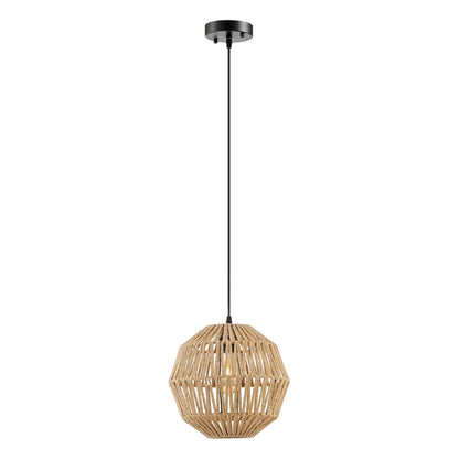 Iron and Ropes 1 Light 11" Diam Pendant // Black and Beige