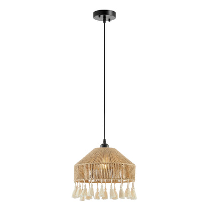 Iron and Ropes 1 Light 13" Diam Pendant // Black and Beige