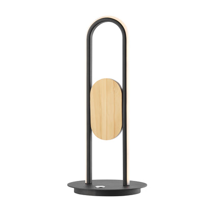 Table Lamp Satin Black & Wood