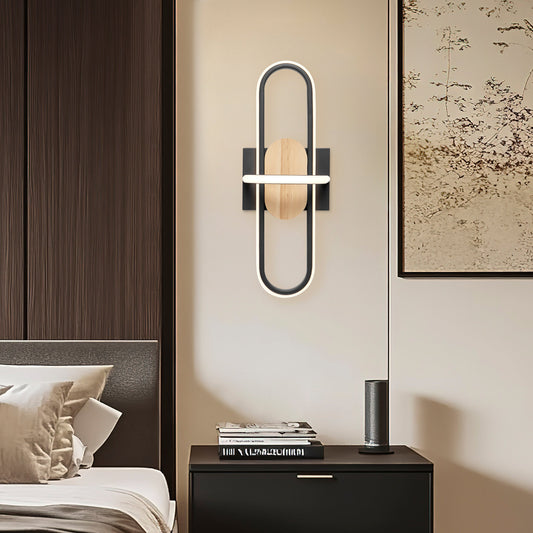Wall Lamp Black & Wood
