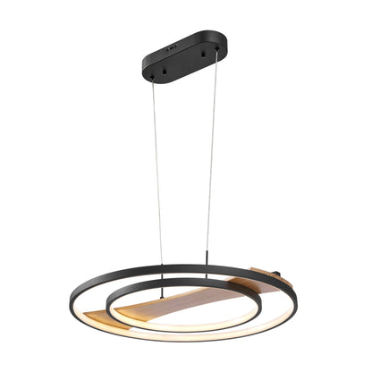 Chandelier Lamp Satin Black & Wood