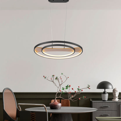 Chandelier Lamp Satin Black & Wood