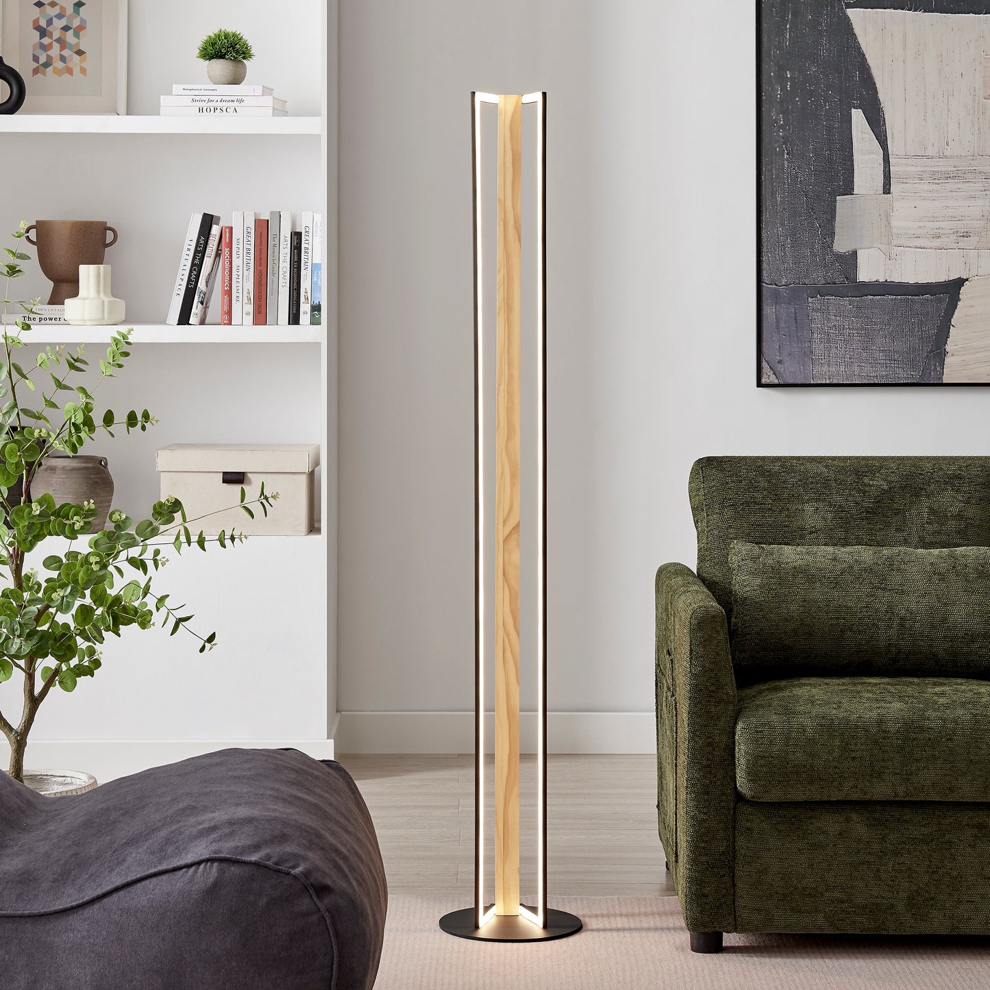 Floor Lamp Iron & Wood