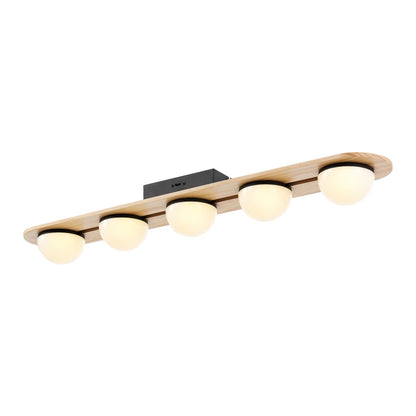Flush Mount Chandelier Satin Black & Wood