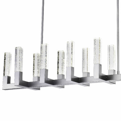 12 Light Rectangular Crystal Dianyi LED Chandelier - Silver | Dimmable & Adjustable