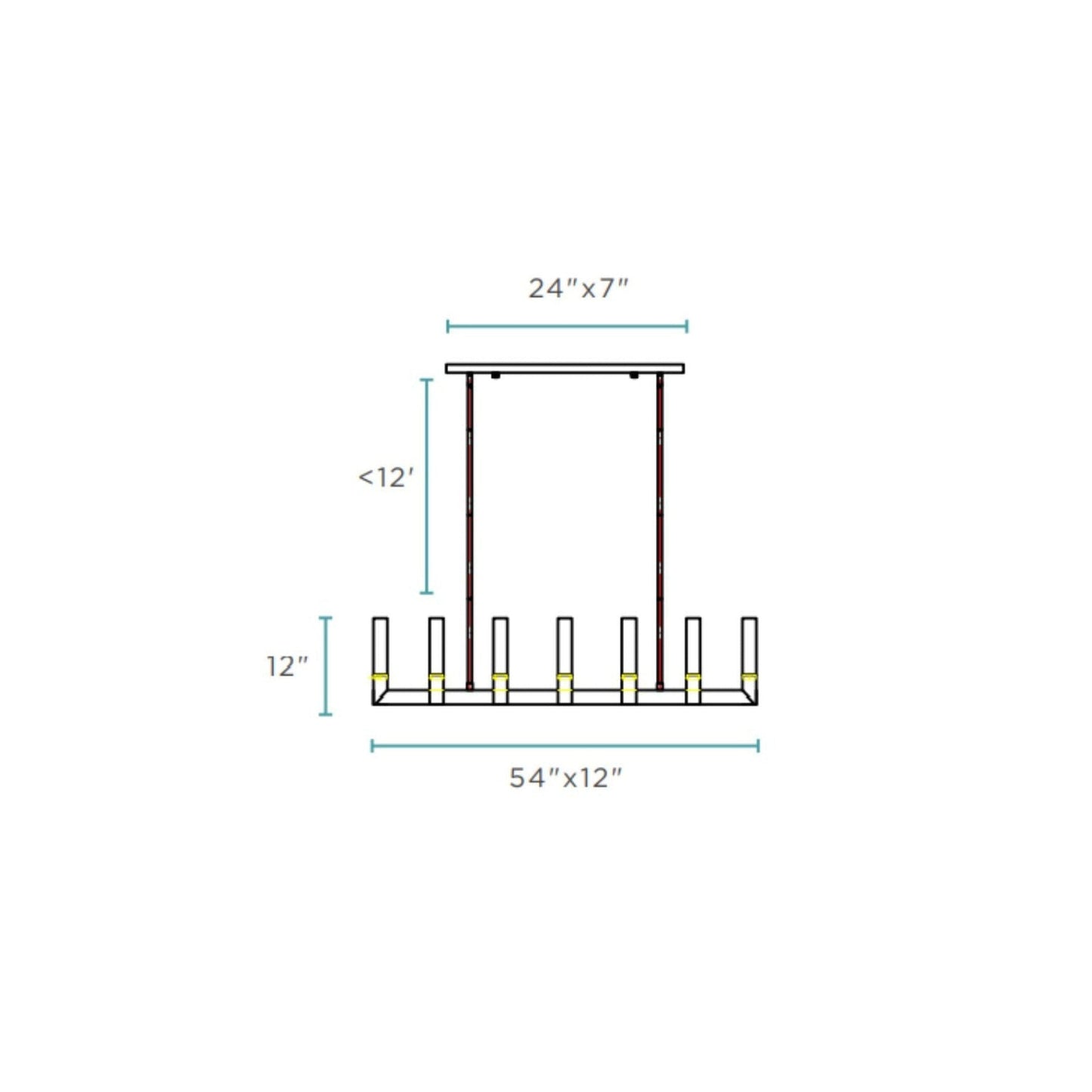 12 Light Rectangular Crystal Dianyi LED Chandelier - Silver | Dimmable & Adjustable