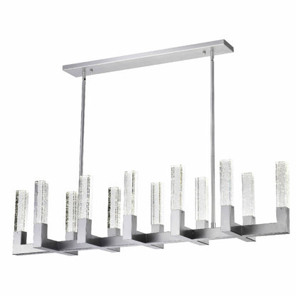 12 Light Rectangular Crystal Dianyi LED Chandelier - Silver | Dimmable & Adjustable