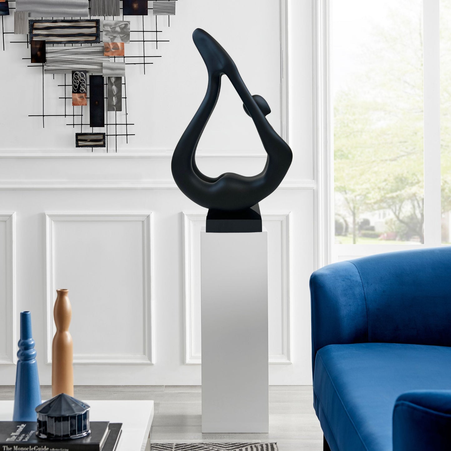 Yoga Black Sculpture - White Base