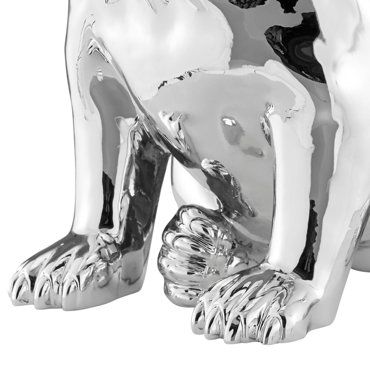 French Bulldog Sitting Sculpture / Chrome & Black