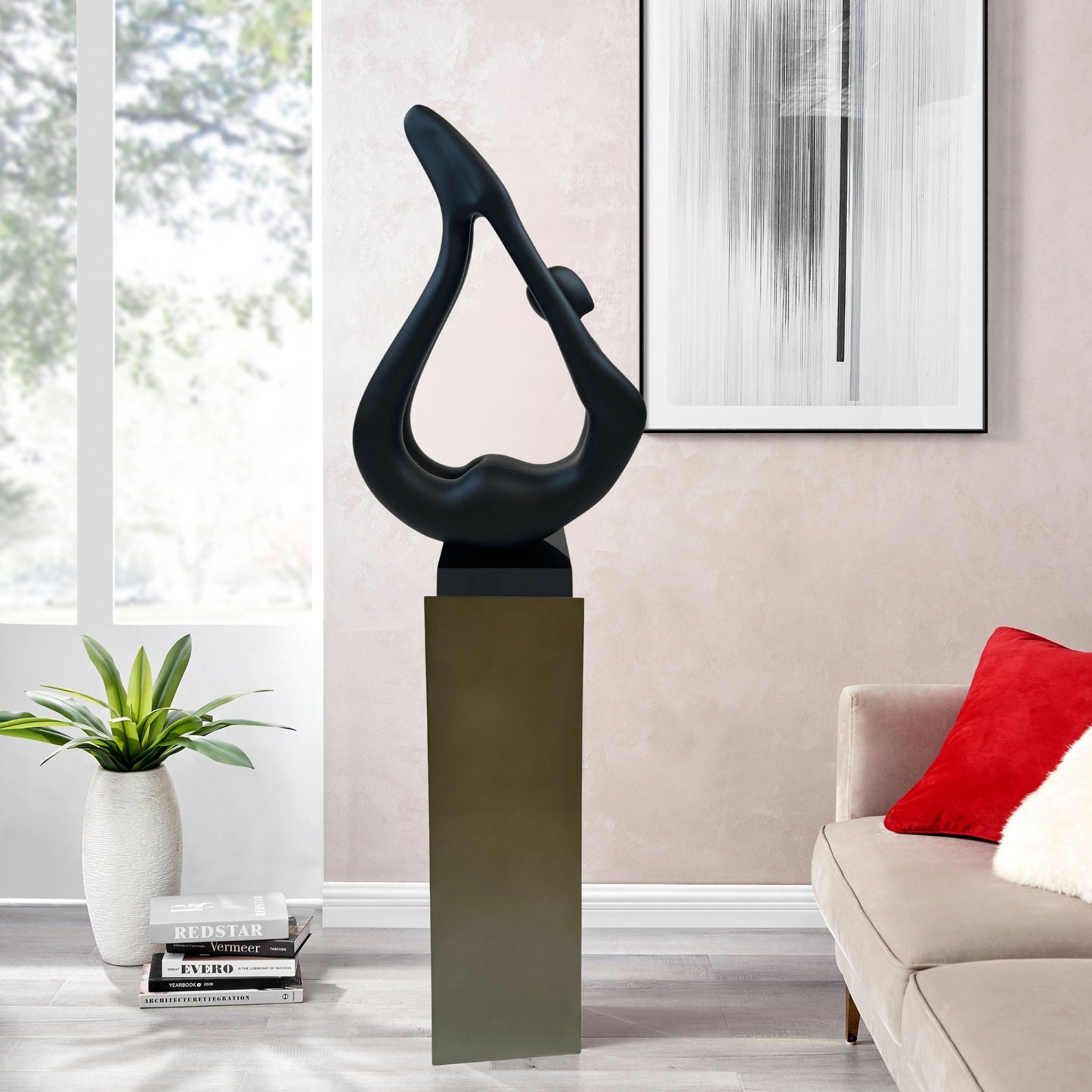 Yoga Black Sculpture - Gray Base