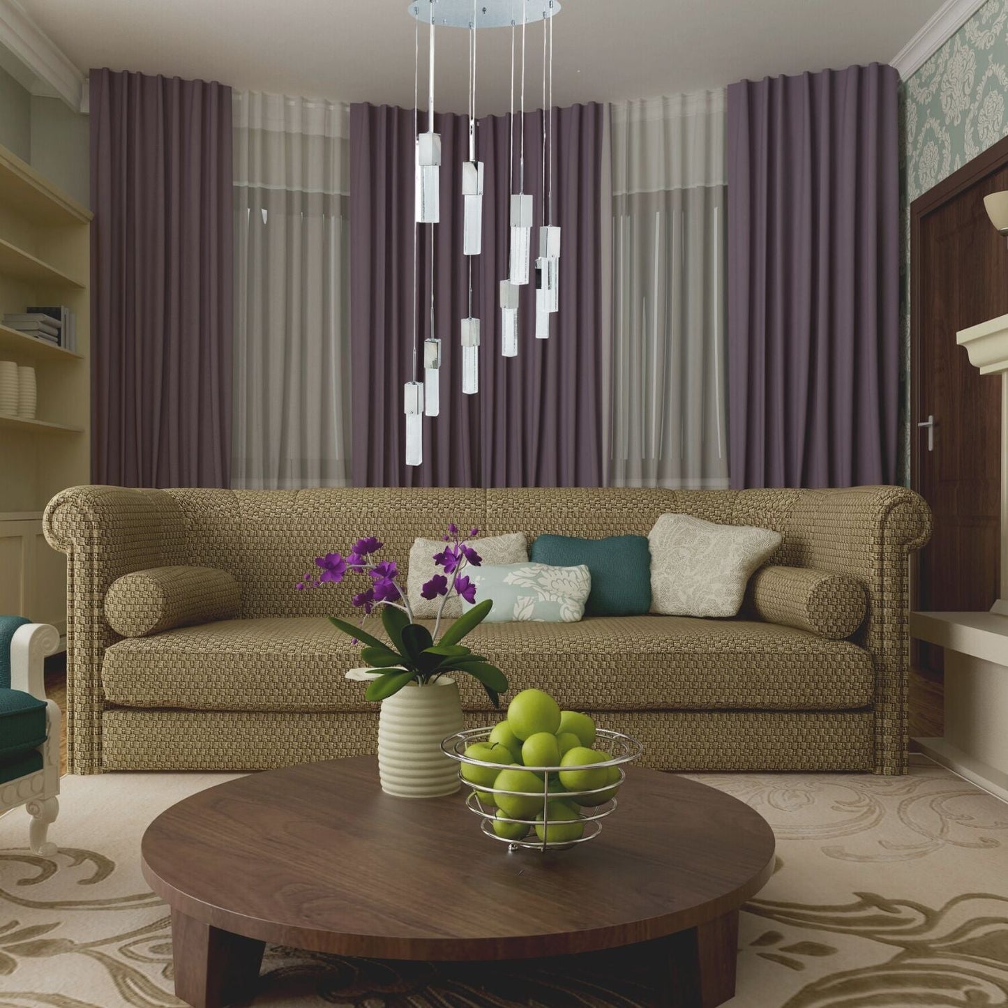 Rectangular Crystal Chandelier // 9 Light