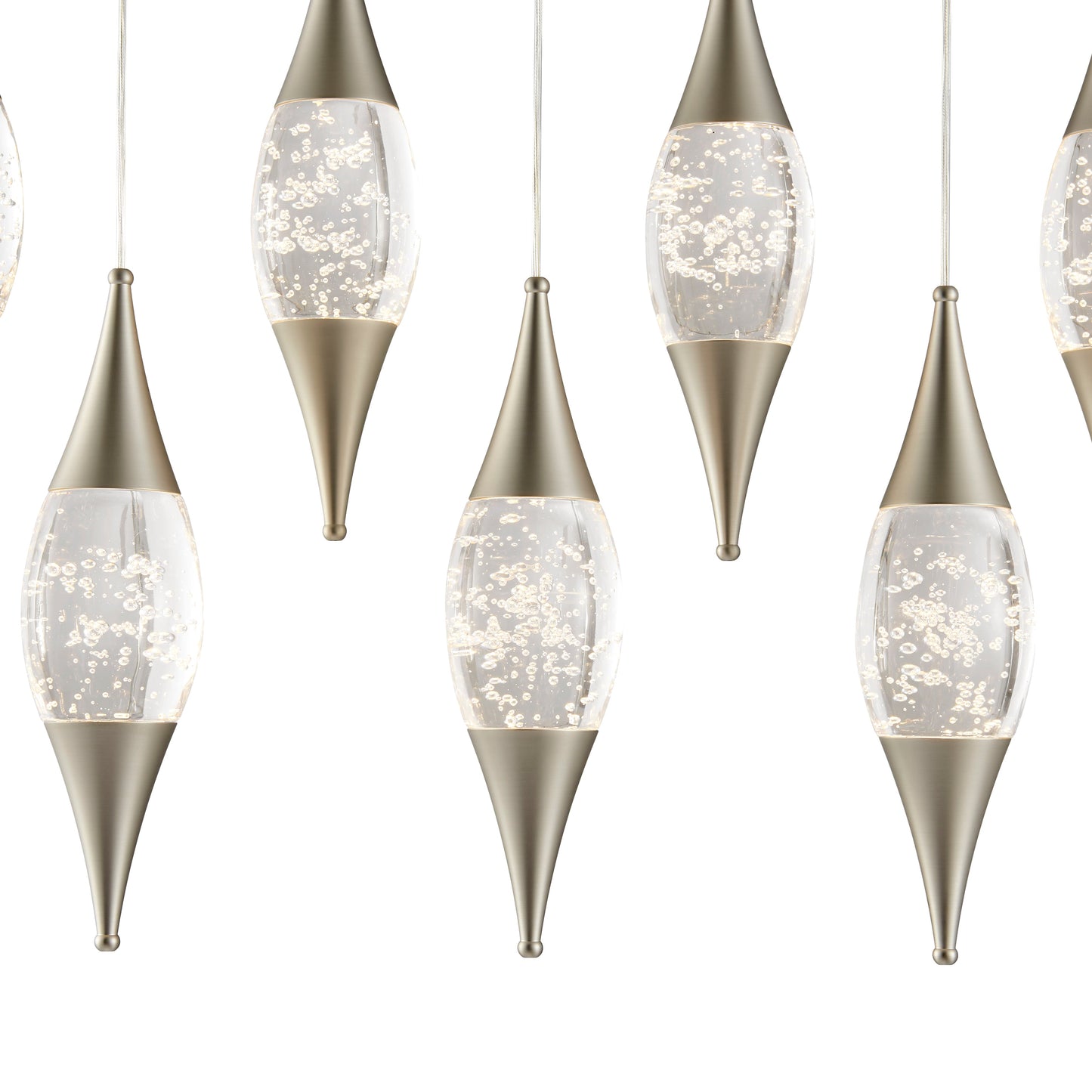 Shinny Teardrops Rectangular Chandelier // Matte Nickel