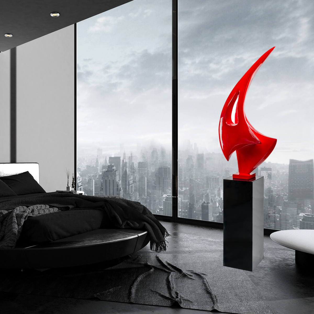 Sail Floor Sculpture // Red with Black Stand