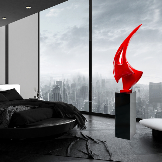 Sail Floor Sculpture // Red with Black Stand