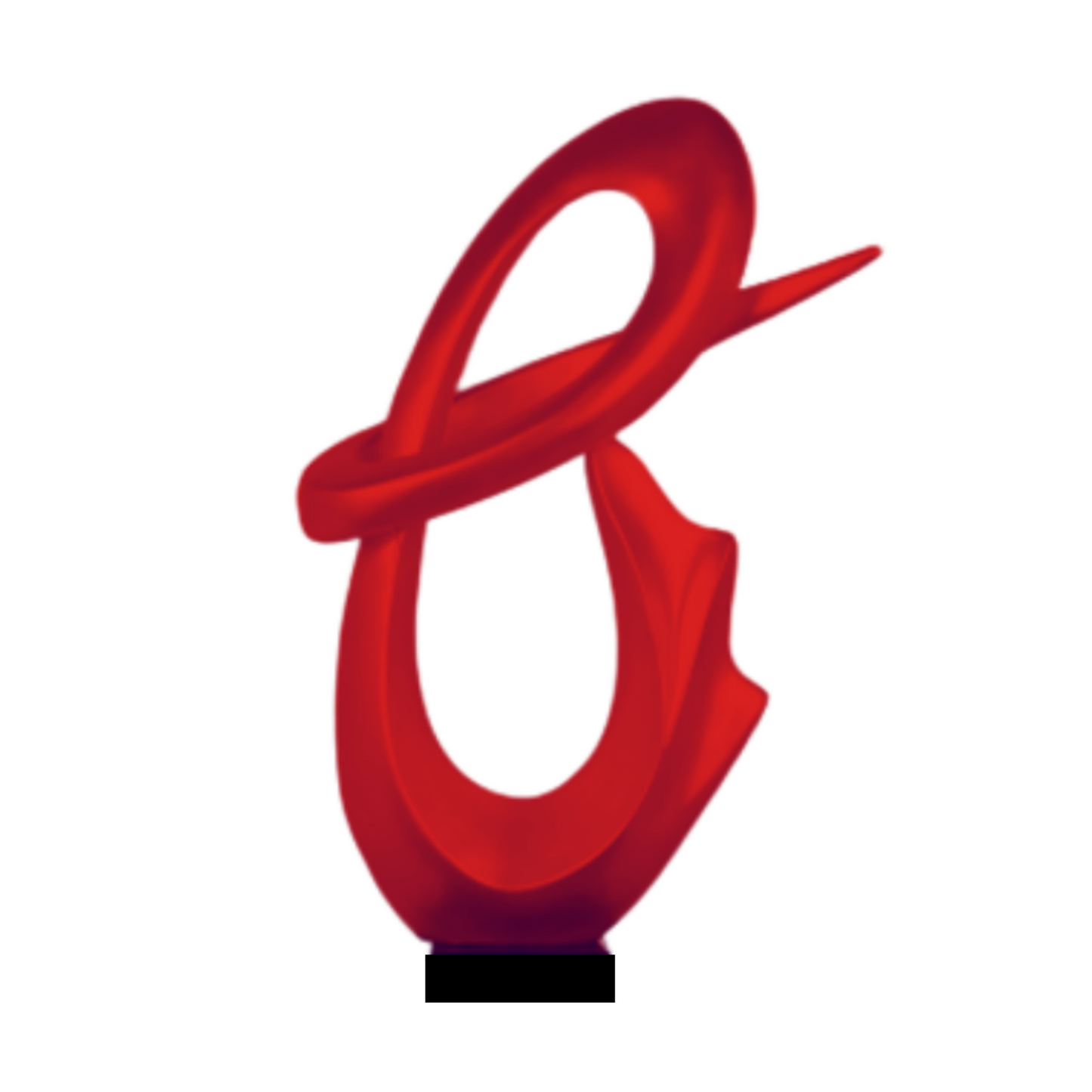 Fluid Abstract 59" Tall Floor Sculpture // Red with Black Stand