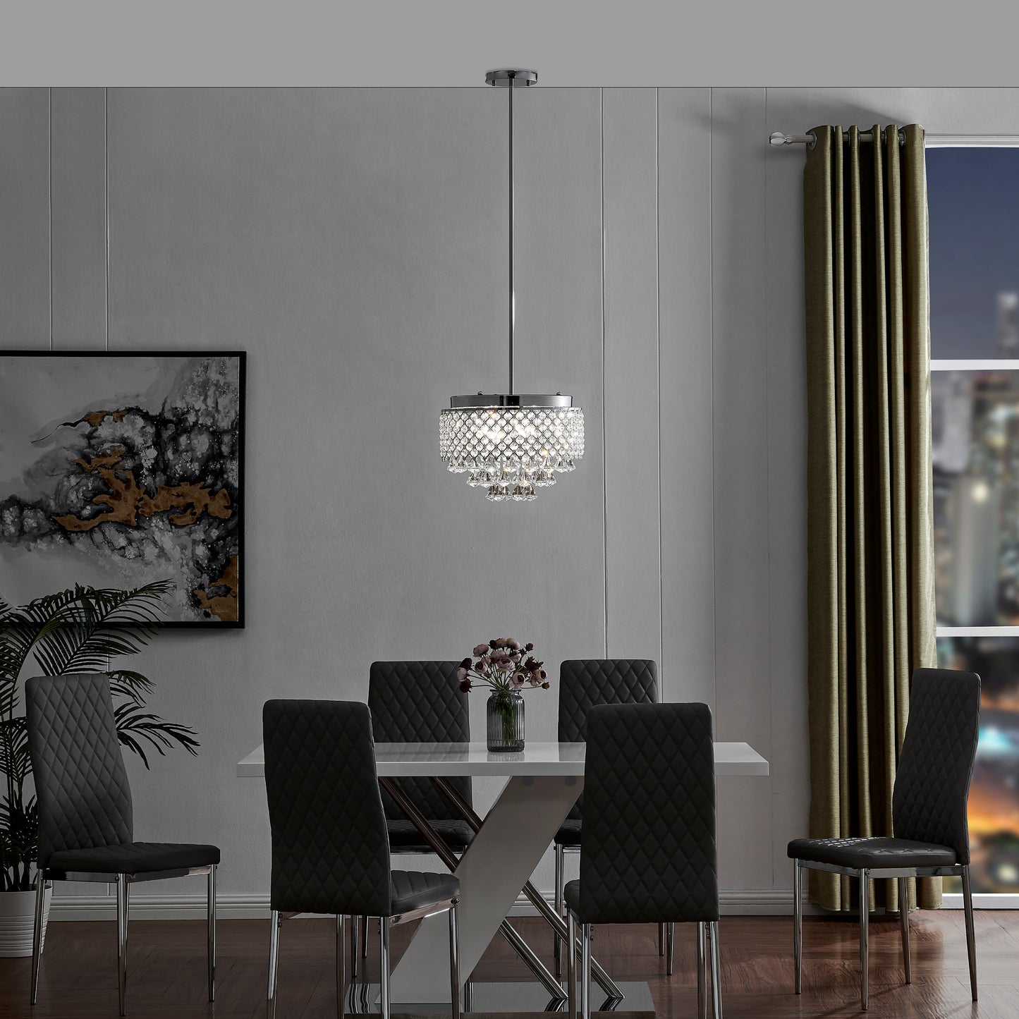 Cinderella Crystal Round Chandelier Pendant // Chrome