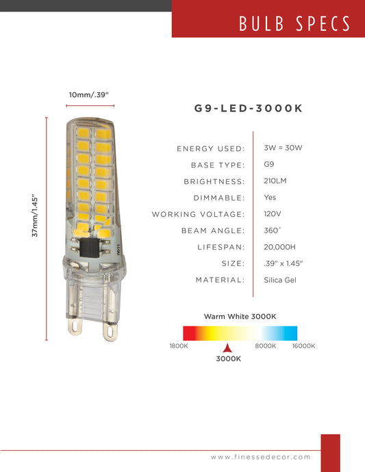 G9 LED Bulbs // 3W 3000K