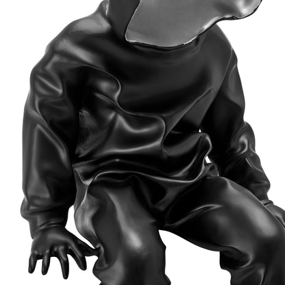 Cool Dude with Hoodie Sculpture // Black & Chrome