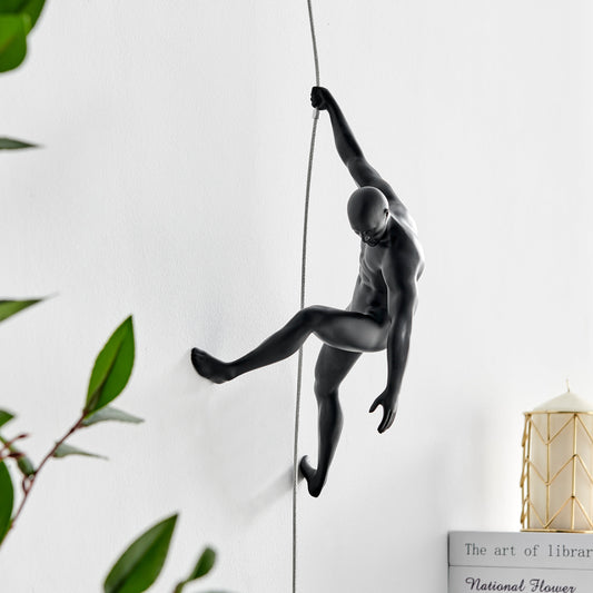 Climbing Couple Set of Two Wall Sculptures // Matte Black and Gold