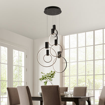 Hong Kong LED Circular Chandelier // Matte Black