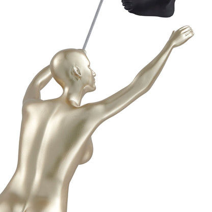 Climbing Couple Set of Two Wall Sculptures // Matte Black and Gold