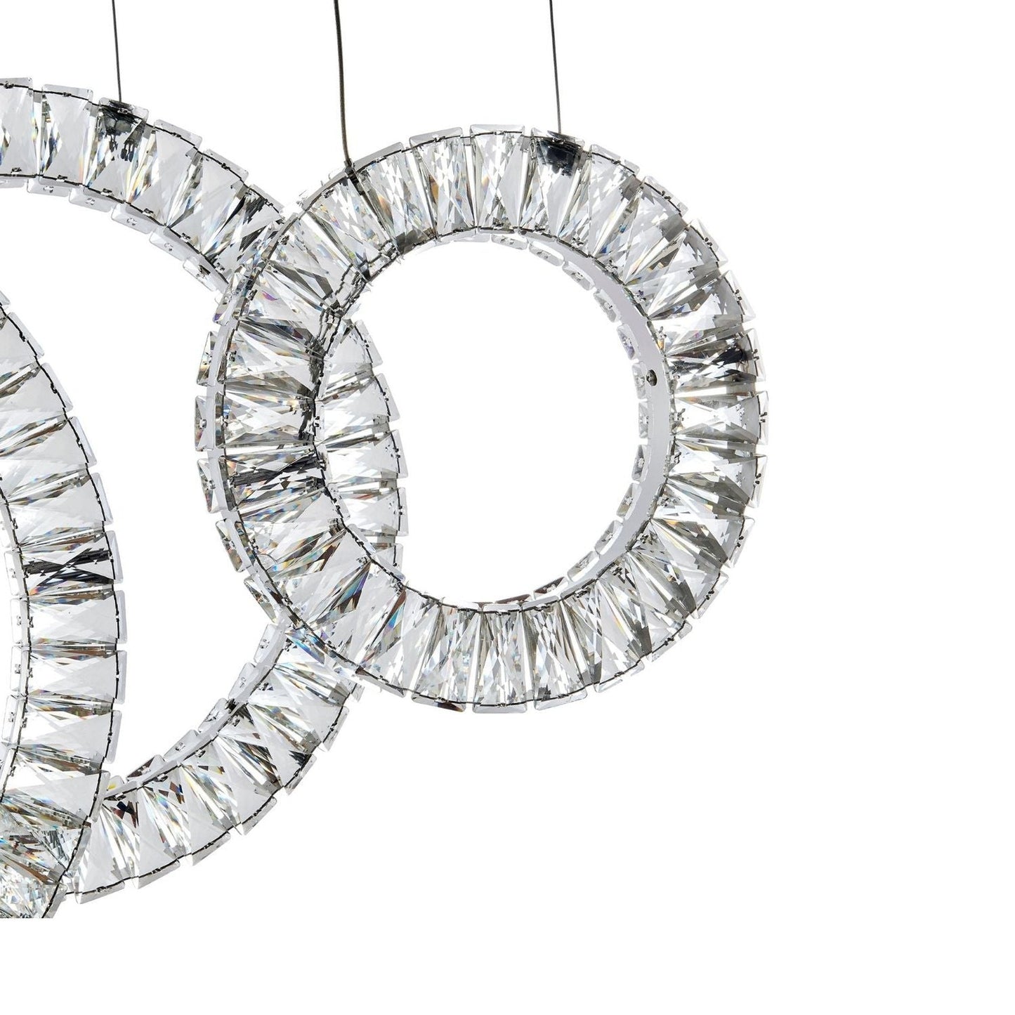 5 Hoop Crystal Progression Chandelier - Chrome Finish, Adjustable Modern LED Chandelier