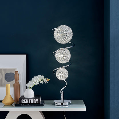 Vertical Crystal Sphere Table Lamp // 3 Light