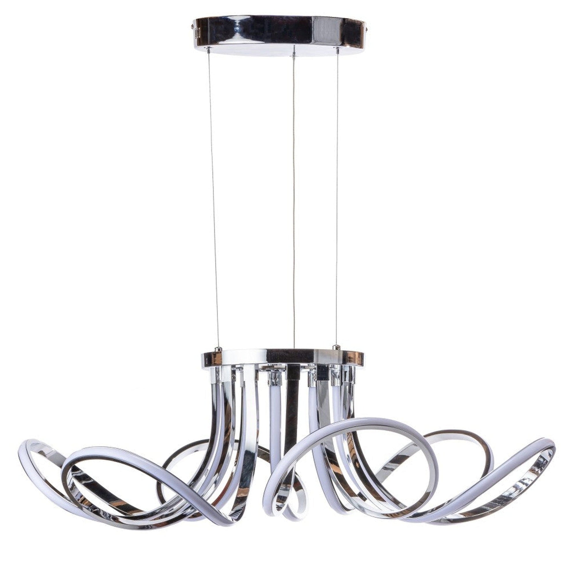 6 Petal Flower LED Strip Chandelier - Chrome Finish, Dimmable, and Adjustable Hanging Length