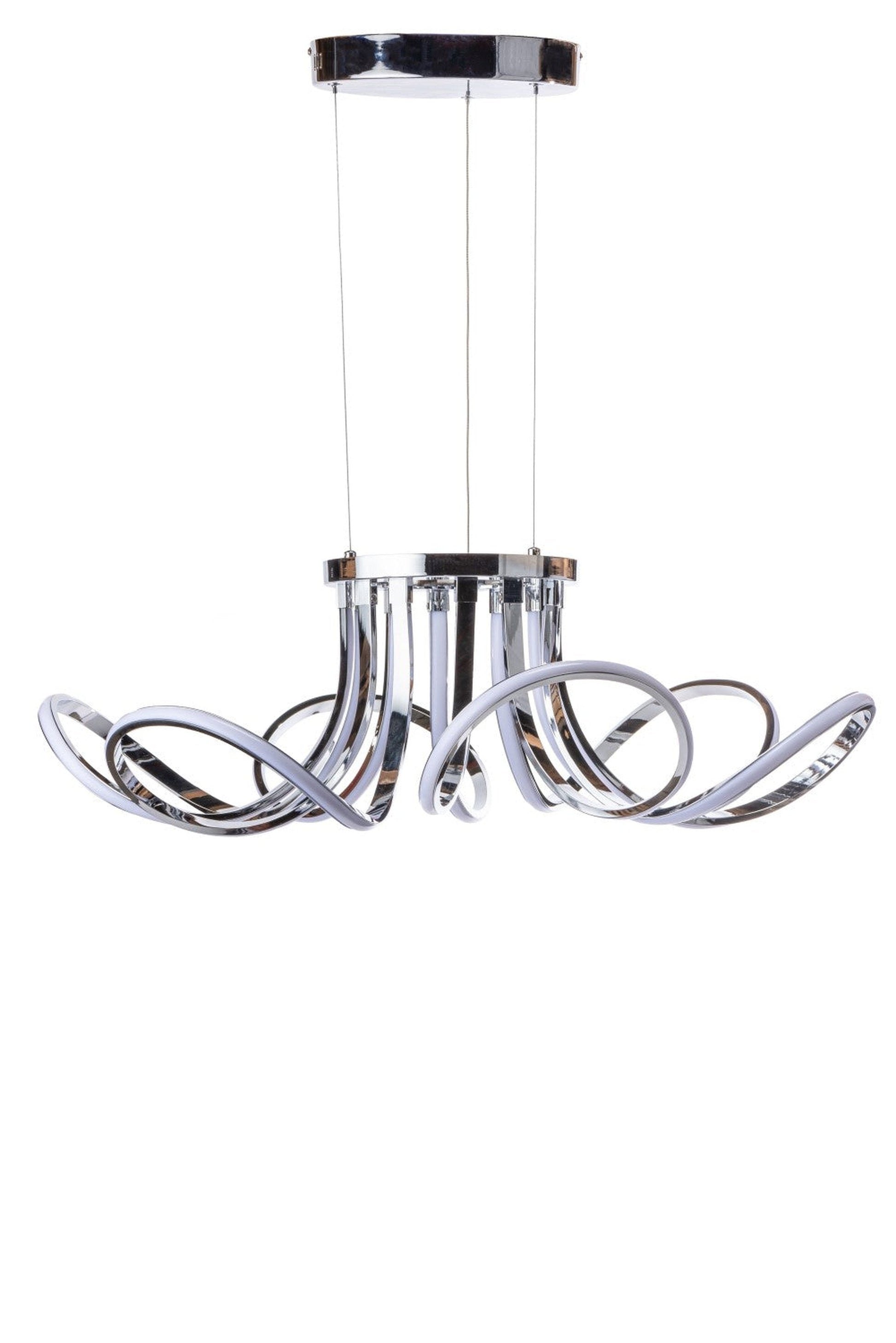 6 Petal Flower LED Strip Chandelier - Chrome Finish, Dimmable, and Adjustable Hanging Length