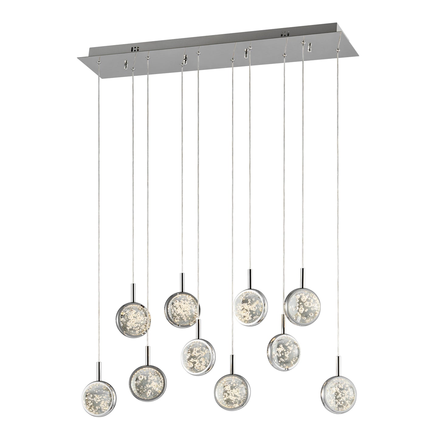 Bubbling Glow Rectangular Chandelier // Chrome