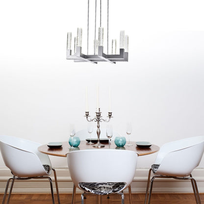 8 Light Square Crystal Dianyi LED Chandelier - Silver | Dimmable & Adjustable