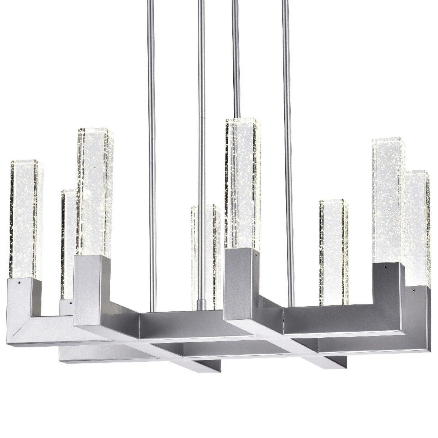 8 Light Square Crystal Dianyi LED Chandelier - Silver | Dimmable & Adjustable